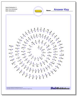 Spiral Subtraction IJ Math Fact Worksheet /worksheets/subtraction.html