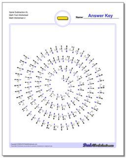 Spiral Subtraction KL Math Fact Worksheet /worksheets/subtraction.html