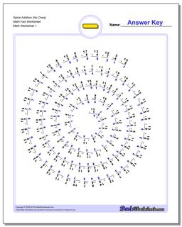 Spiral Addition (No Ones) Math Fact Worksheet Subtraction Worksheet