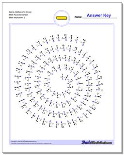 Spiral Addition (No Ones) Math Fact Worksheet /worksheets/subtraction.html