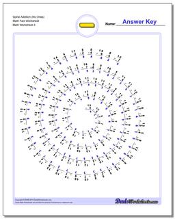 Spiral Addition (No Ones) Math Fact Worksheet