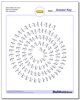 Spiral Addition (No Ones) Math Fact Worksheet