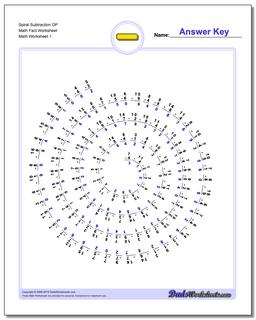 Subtraction Worksheet Spiral OP Math Fact Worksheet