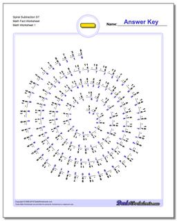 Subtraction Worksheet Spiral ST Math Fact Worksheet