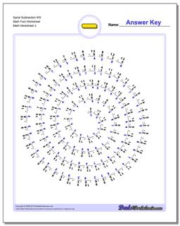 Spiral Subtraction WX Math Fact Worksheet /worksheets/subtraction.html