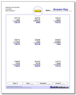 Subtraction Worksheets