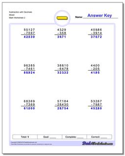 Subtraction Worksheets