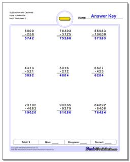 Subtraction Worksheets