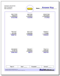 Subtraction Worksheets