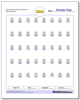 Subtraction Worksheets