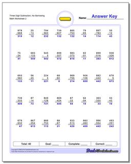 Three Digit Subtraction Worksheet, No Borrowing /worksheets/subtraction.html