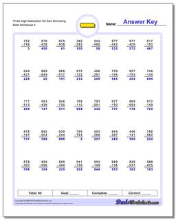 Three Digit Subtraction Worksheet No Zero Borrowing /worksheets/subtraction.html