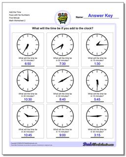 Add the Time Face with No Numbers Five Minute /worksheets/telling-analog-time.html Worksheet