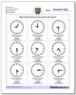 Add the Time Face with No Numbers More Five Minute /worksheets/telling-analog-time.html Worksheet