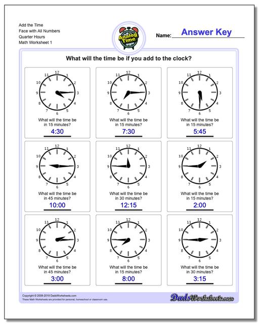 Quarter Hour Conversion Chart