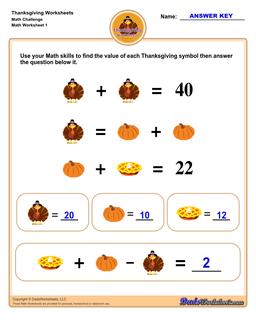 Thanksgiving Math Worksheets