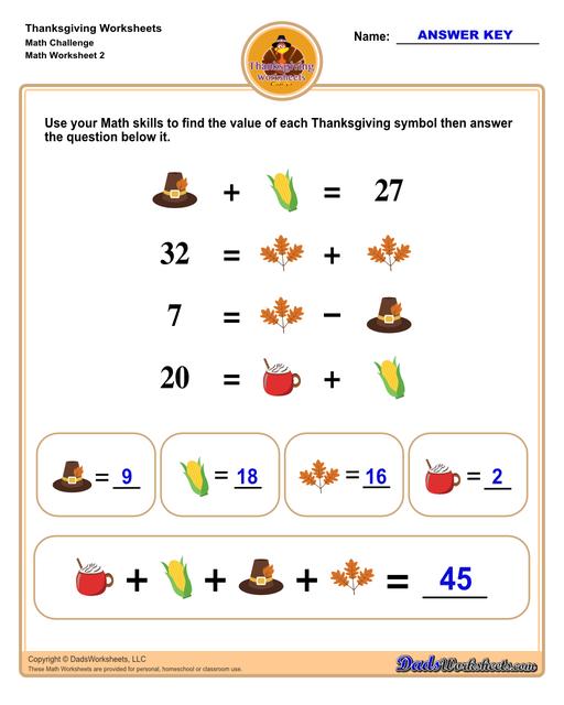 This collection of Thanksgiving-themed math worksheets is both educational and fun. It includes a variety of exercises ranging from simple number recognition to basic operations, along with engaging color-by-number style worksheets. Ideal for students to improve their math skills while celebrating the spirit of Thanksgiving!  Thanksgiving Math Challenge V2