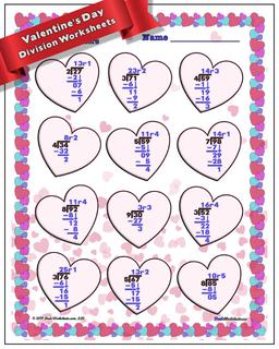 Valentine's Day Division Worksheet