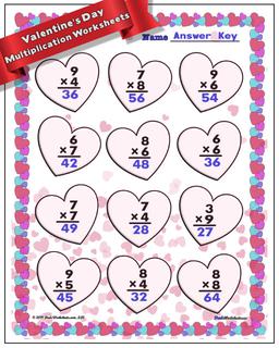 Valentine's Day Multiplication Worksheet