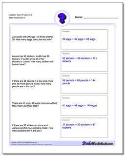 Addition Worksheet Word Problems Worksheet 4