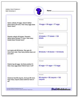 Addition Worksheet Word Problems Worksheet 4