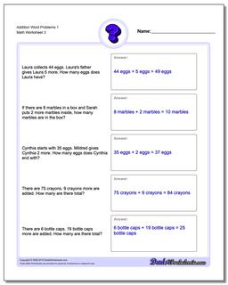 Addition Worksheet Word Problems Worksheet 1