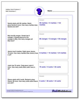 Addition Worksheet Word Problems Worksheet 3