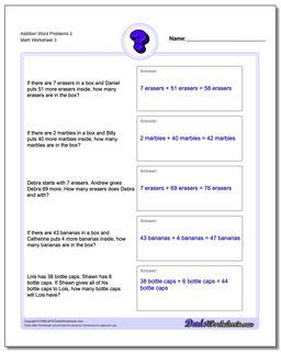 Addition Worksheet Word Problems Worksheet 2