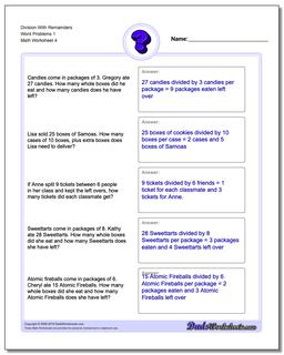 Word Problems: Division With Remainders Word Problems