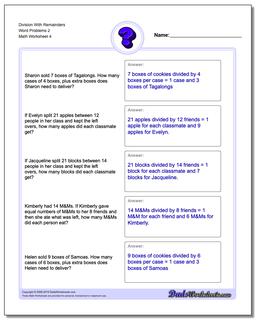 Division Worksheet With Remainders Word Problems Worksheet 2