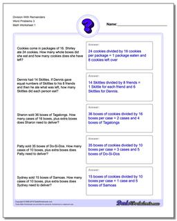 Word Problems Worksheet Division Worksheet With Remainders 3