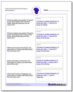 Word Problems Worksheet Division Worksheet With Remainders 1