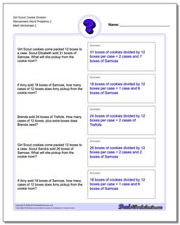 Girl Scout Cookie Division Worksheet Remainders Word Problems Worksheet 2 /worksheets/word-problems.html