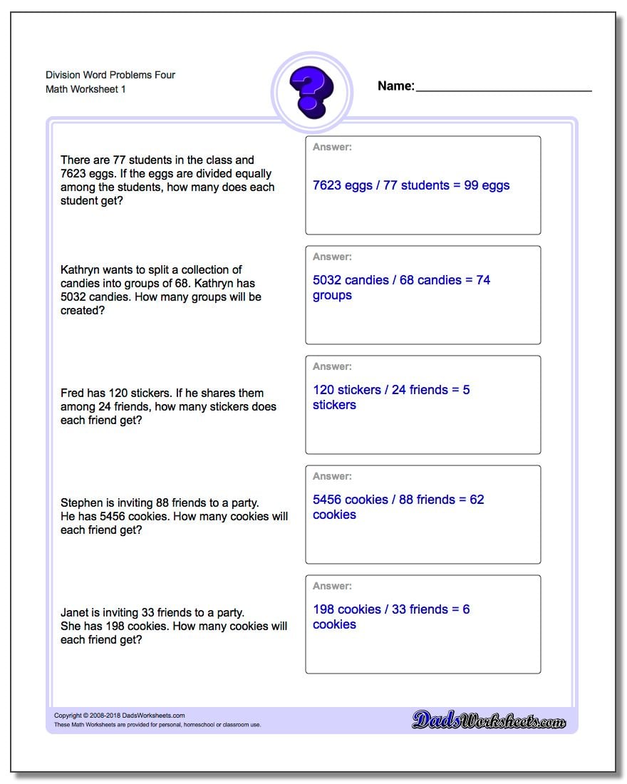 What Is An Example Of A Division Word Problem