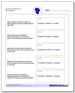 Division Worksheet Word Problems Worksheet One
