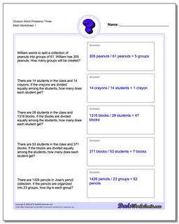 Word Problems Worksheet Division Worksheet Three