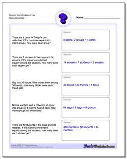 Word Problems Worksheet Division Worksheet Two