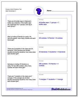 Division Worksheet Word Problems Worksheet Two