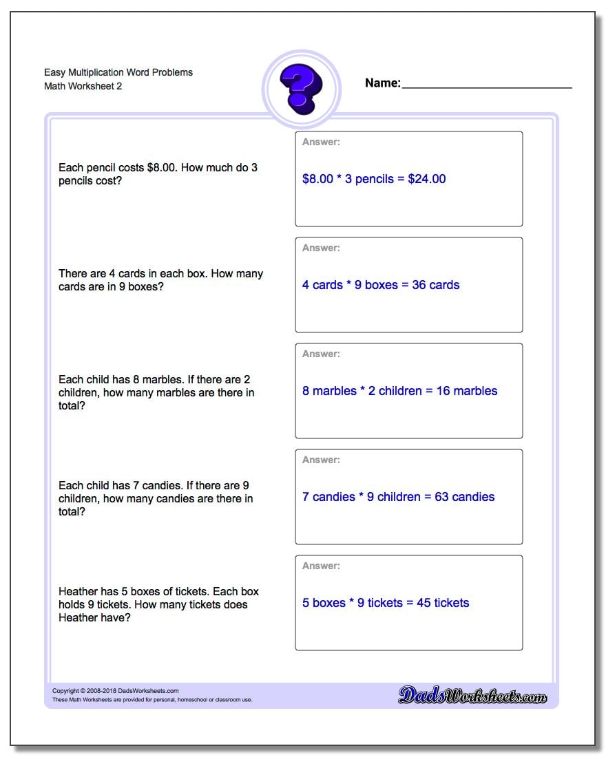 Multiplication Word Problems