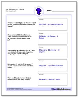 math worksheets word problems