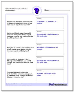 Addition Worksheet Word Problems Worksheet (Unused Facts) 4 /worksheets/word-problems.html