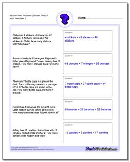 Addition Worksheet Word Problems Worksheet (Unused Facts) 1 /worksheets/word-problems.html