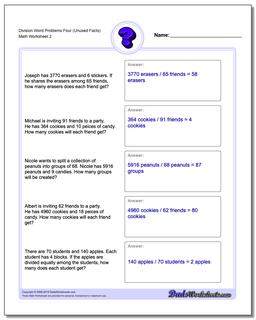 Division Worksheet Word Problems Worksheet Four (Unused Facts) /worksheets/word-problems.html