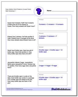 Word Problems Worksheet Extra Facts Addition Worksheet