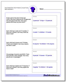 Easy Multiplication Worksheet Word Problems Worksheet (Unused Facts) /worksheets/word-problems.html