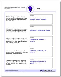 Math worksheets word problems 1st grade