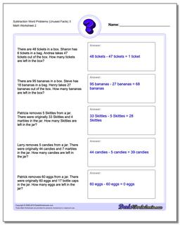 Subtraction Worksheet Word Problems Worksheet (Unused Facts) 3 /worksheets/word-problems.html