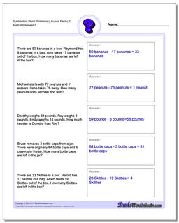 Subtraction Worksheet Word Problems Worksheet (Unused Facts) 2 /worksheets/word-problems.html