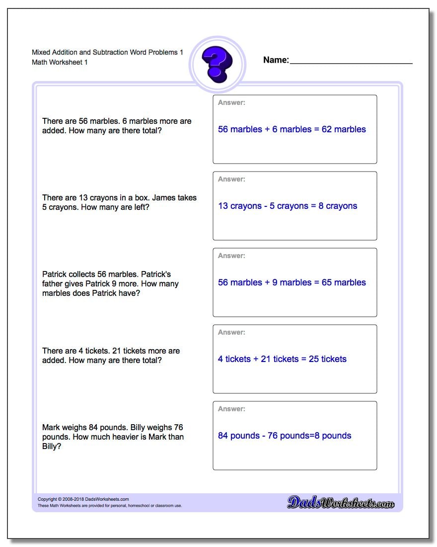 Addition And Subtraction Chart Printable