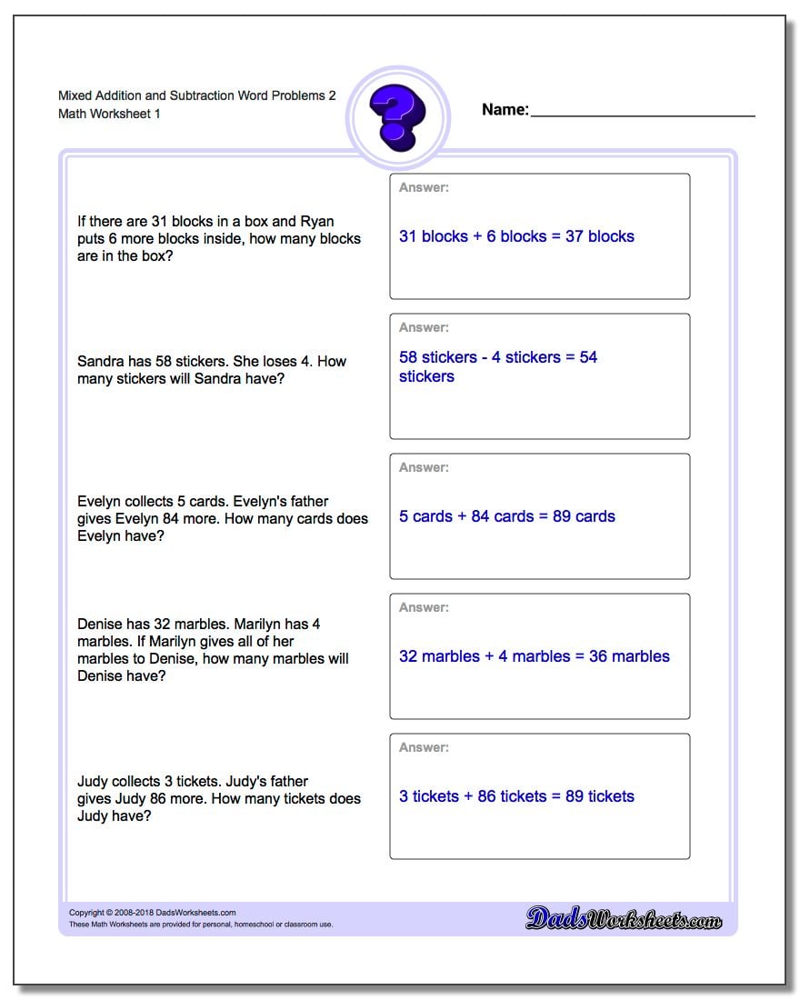 Mixed Number Addition And Subtraction Word Problems Worksheet